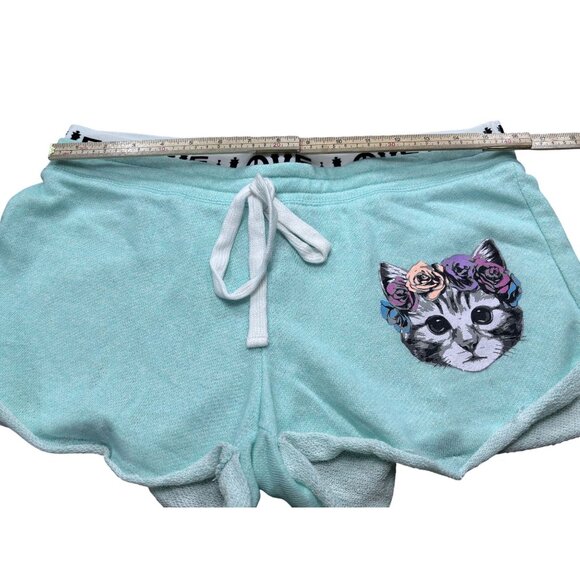No Boundaries Womens Mist Mint Cat Print Shorts L - Picture 6 of 7